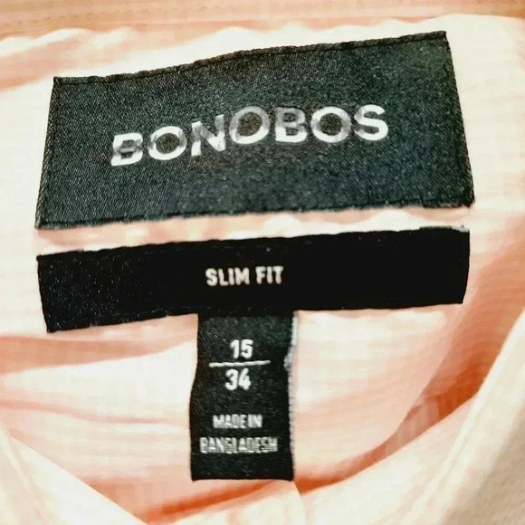 Bonobos Long-sleeved Button-up Slim Fit Light Pink White Checked Shirt - Picture 6 of 6